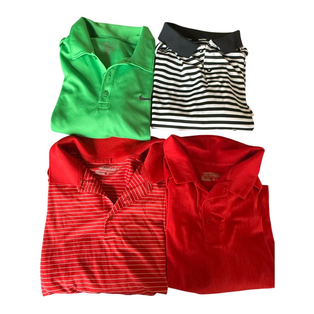 Lot of 4 Nike Mens Dri-Fit Golf Polo Shirt‎ XL Red Performance Activewear Sporty